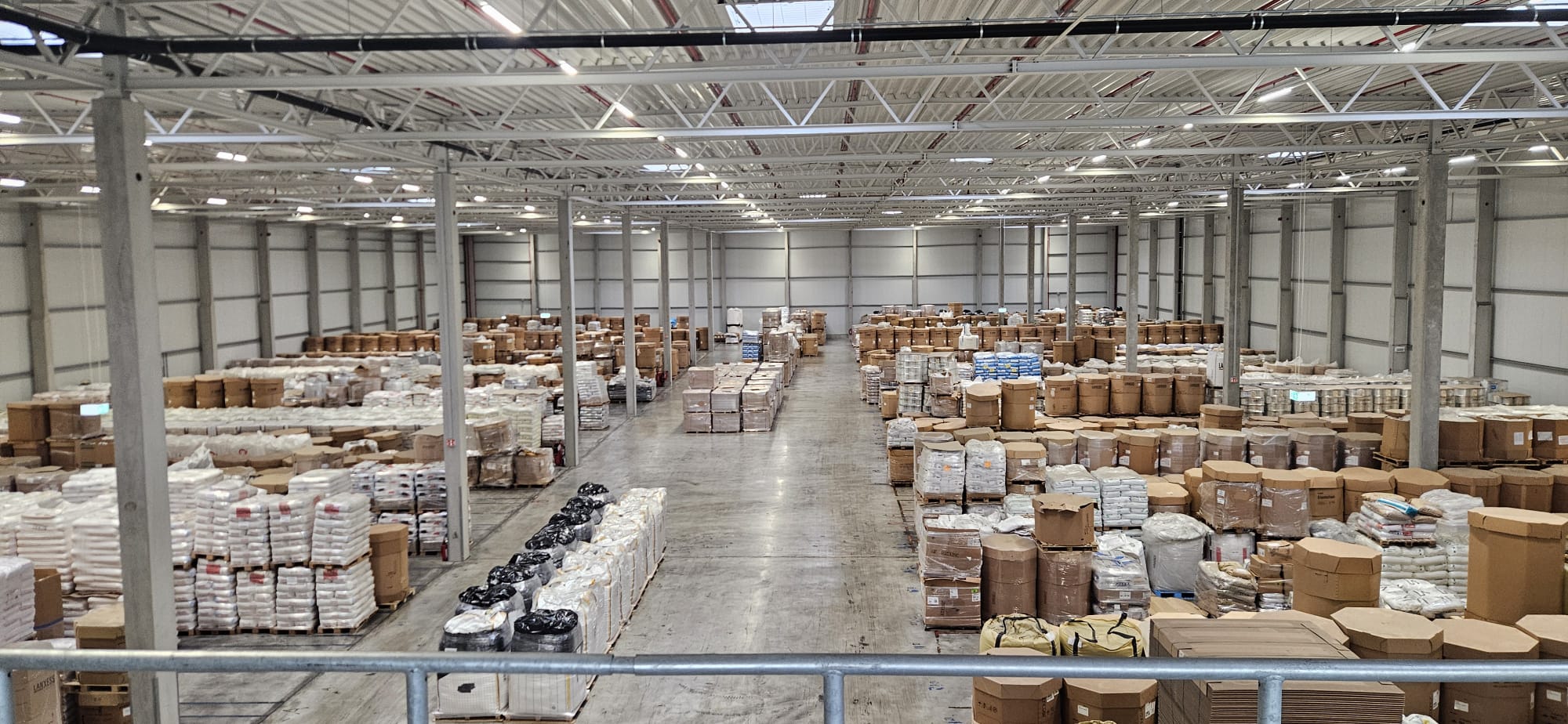 12,000 m² NSB Polymers warehouse in Dormagen — polymer stocklots ready for dispatch